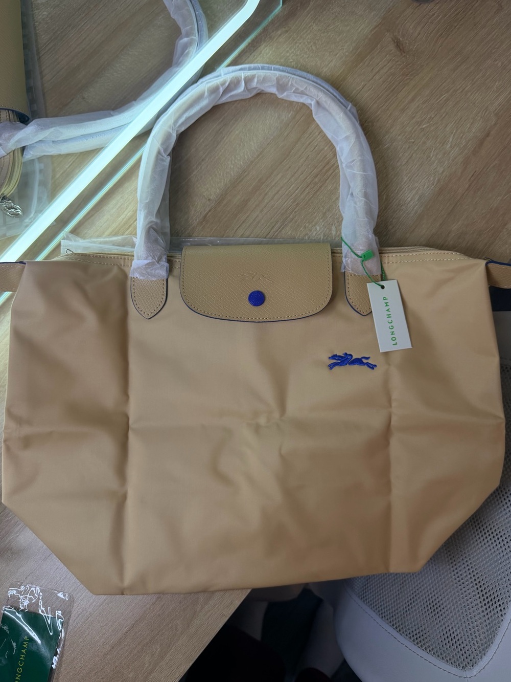 NWT Longchamp Le Pliage Club Large Shoulder Bag Tote Navy Red